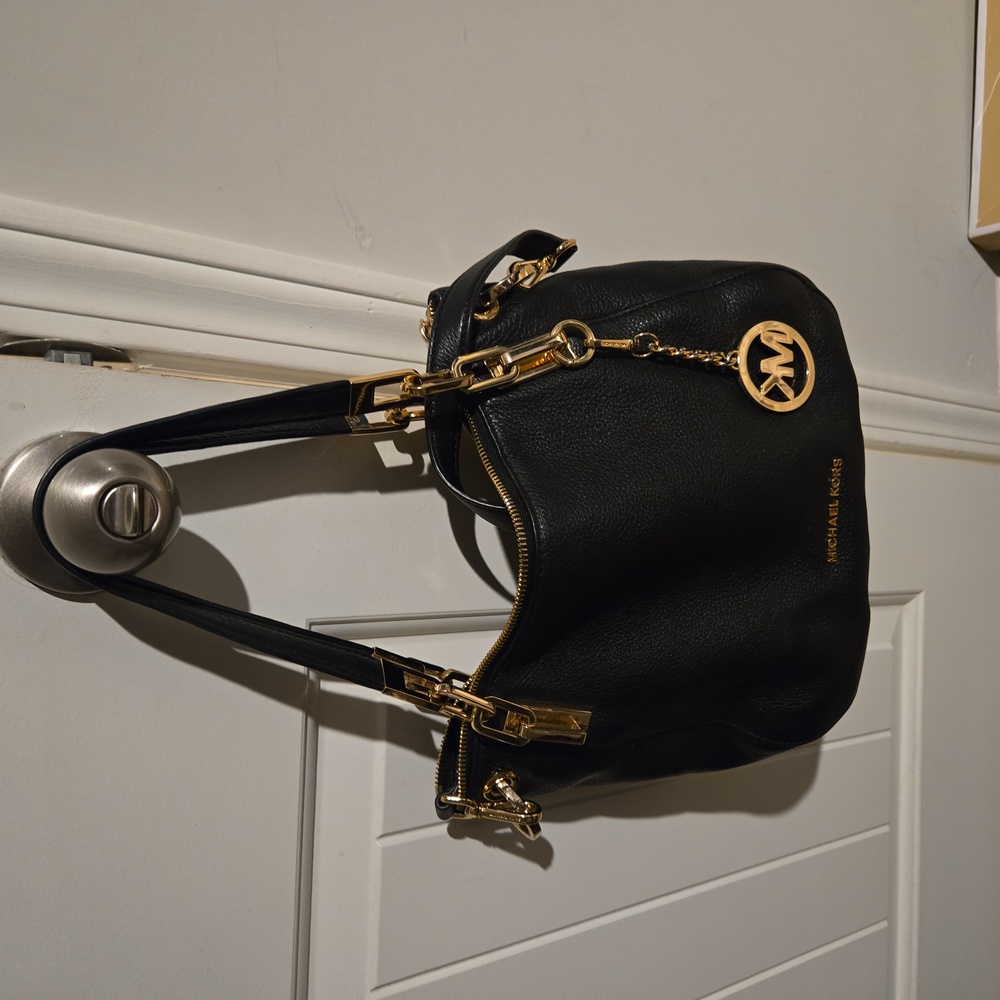 Michael Kors Black and Gold Shoulder Bag